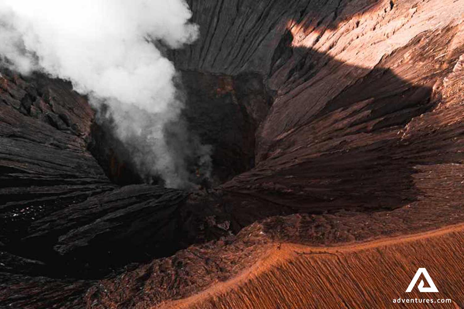 aerial view of bromo volcanic crater