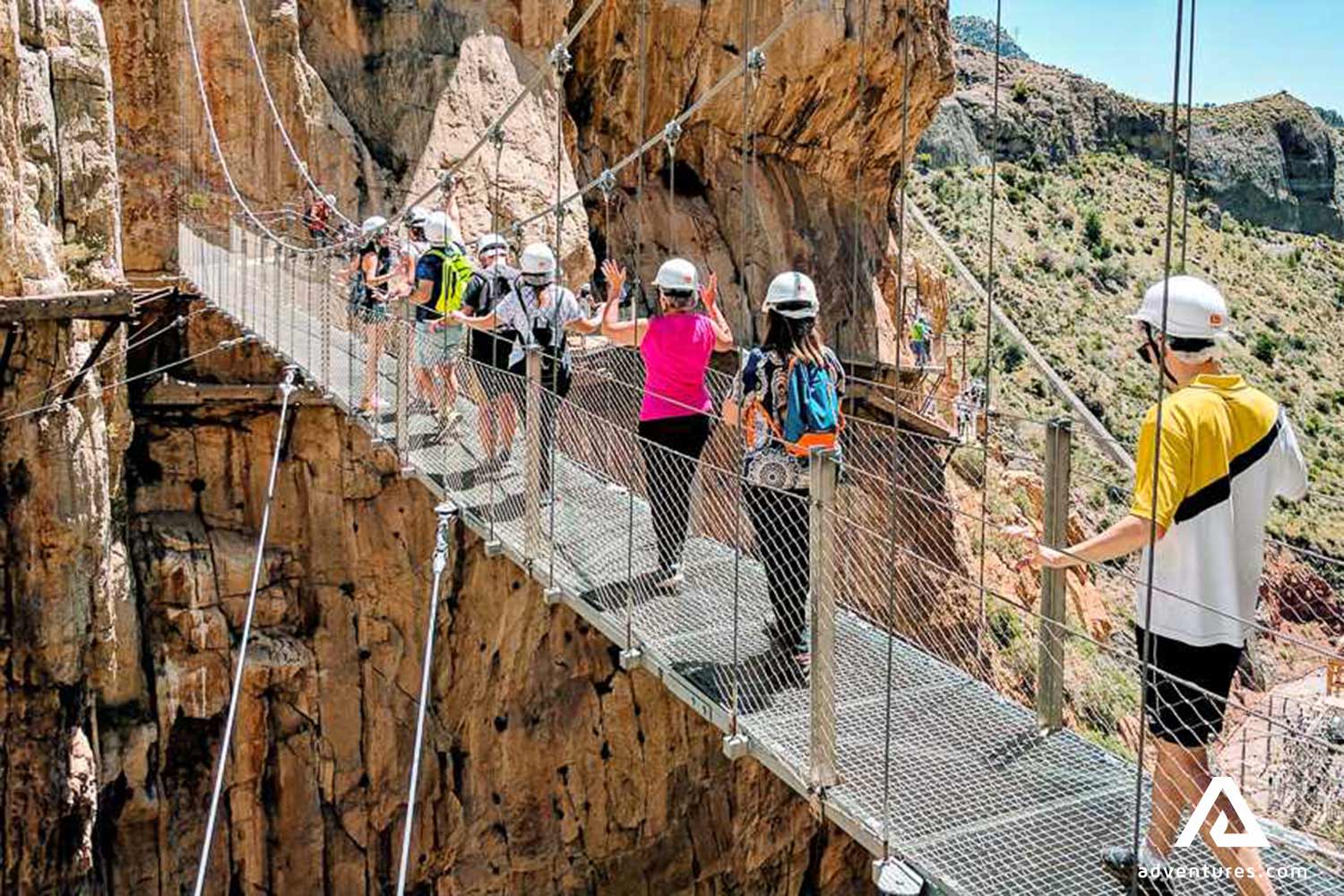 hiking hanging bridge in spain 