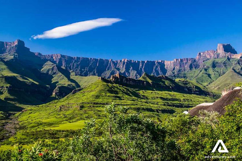 Drakensberg mountains formations in summer