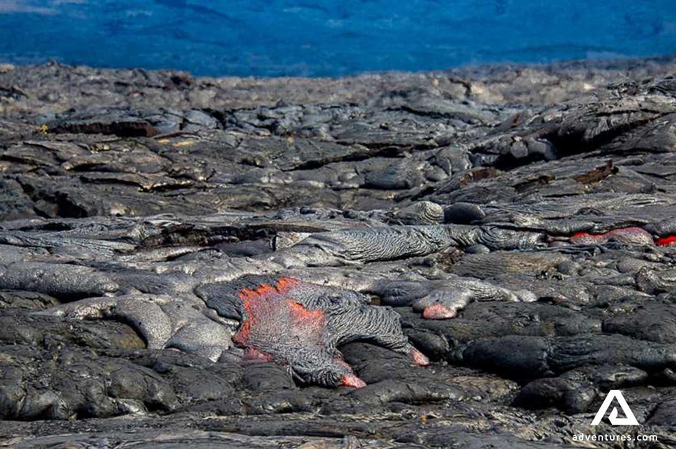 flowing lava in hawaii island