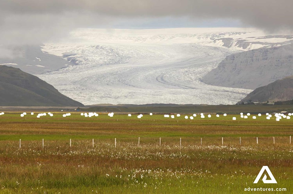 flaajokull glacier view in south east iceland