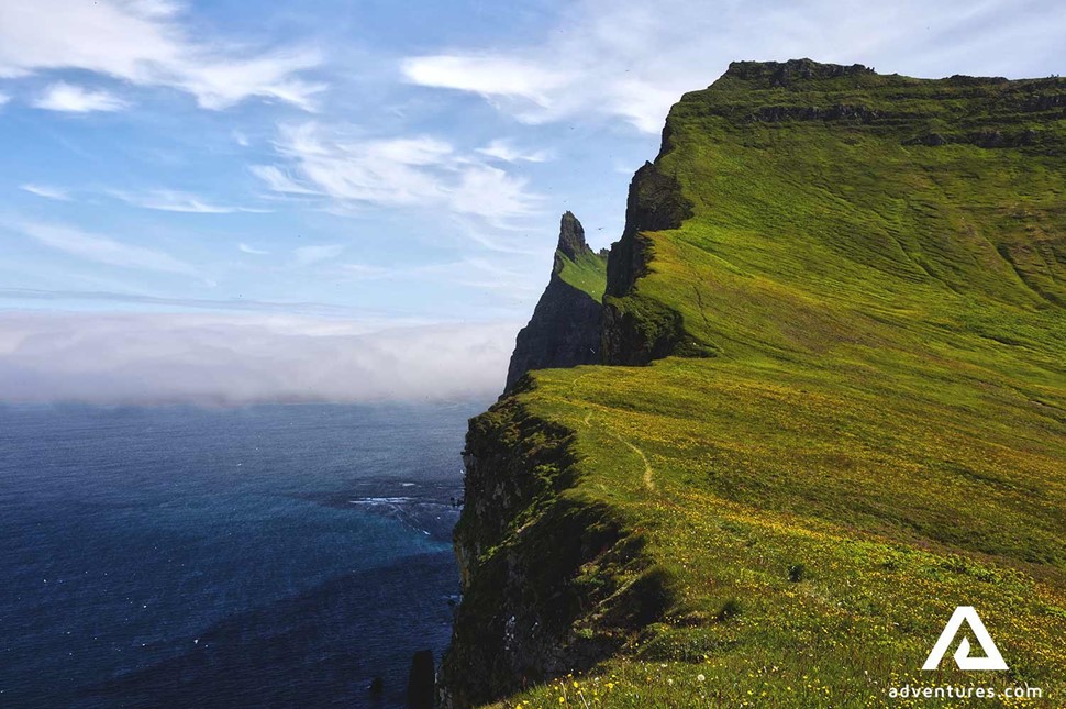 sharp cliffs in hornstrandir in iceland