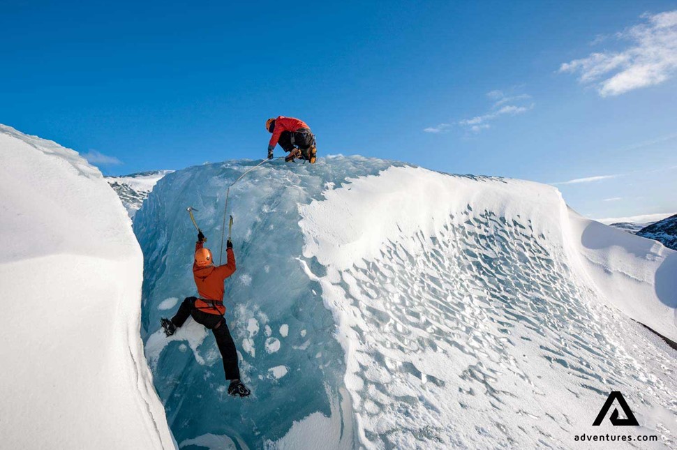 ice climbing tour on solheimajokull glacier