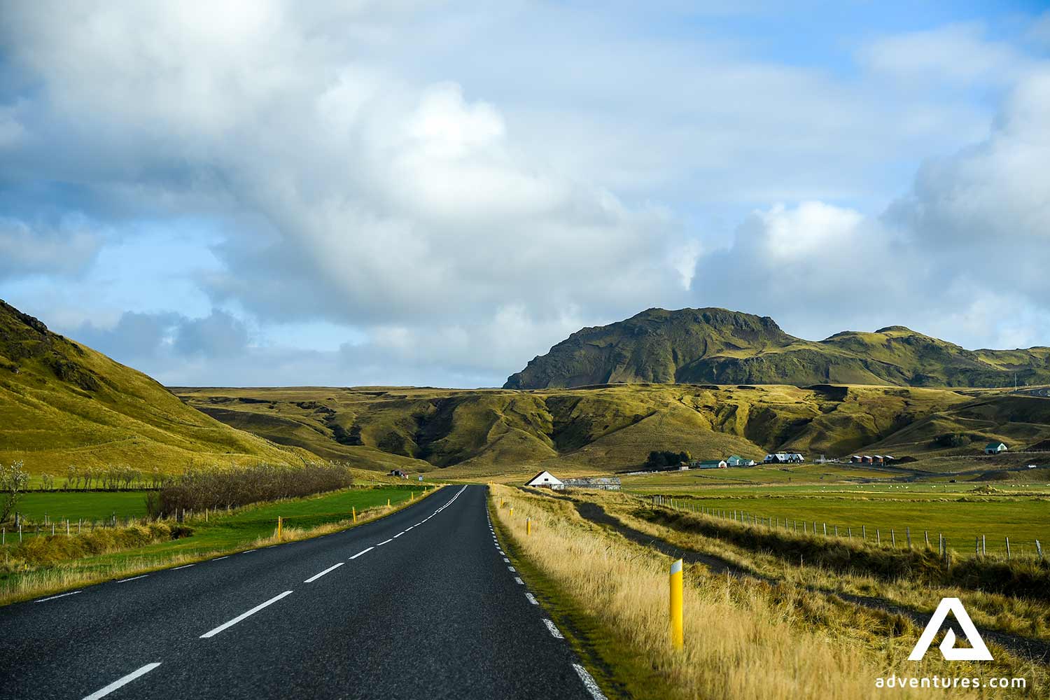 view of ring road in summer near Vik