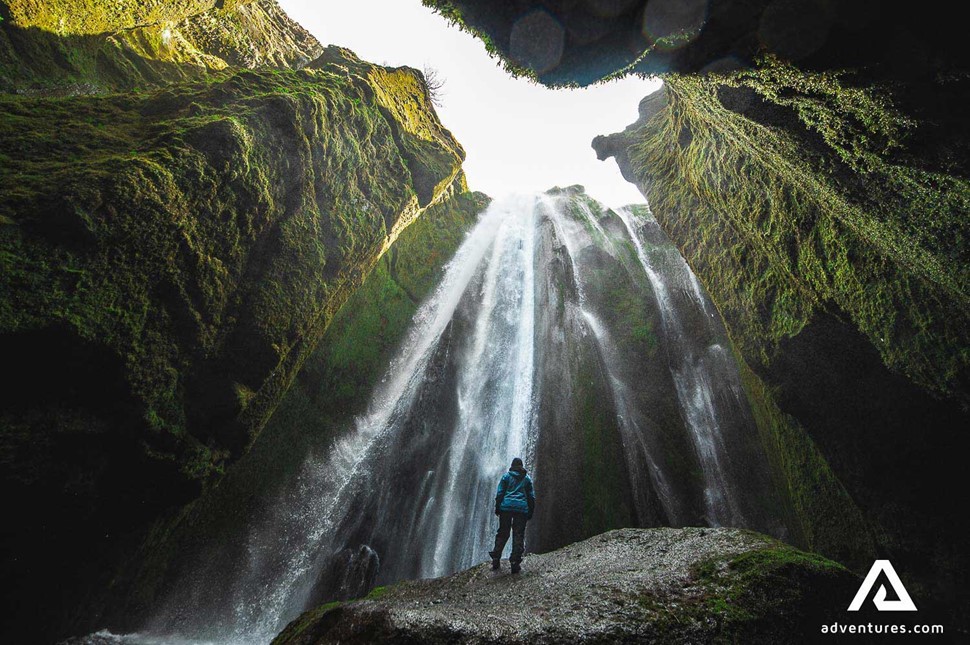 standing at the bottom of gljufrabui waterfall