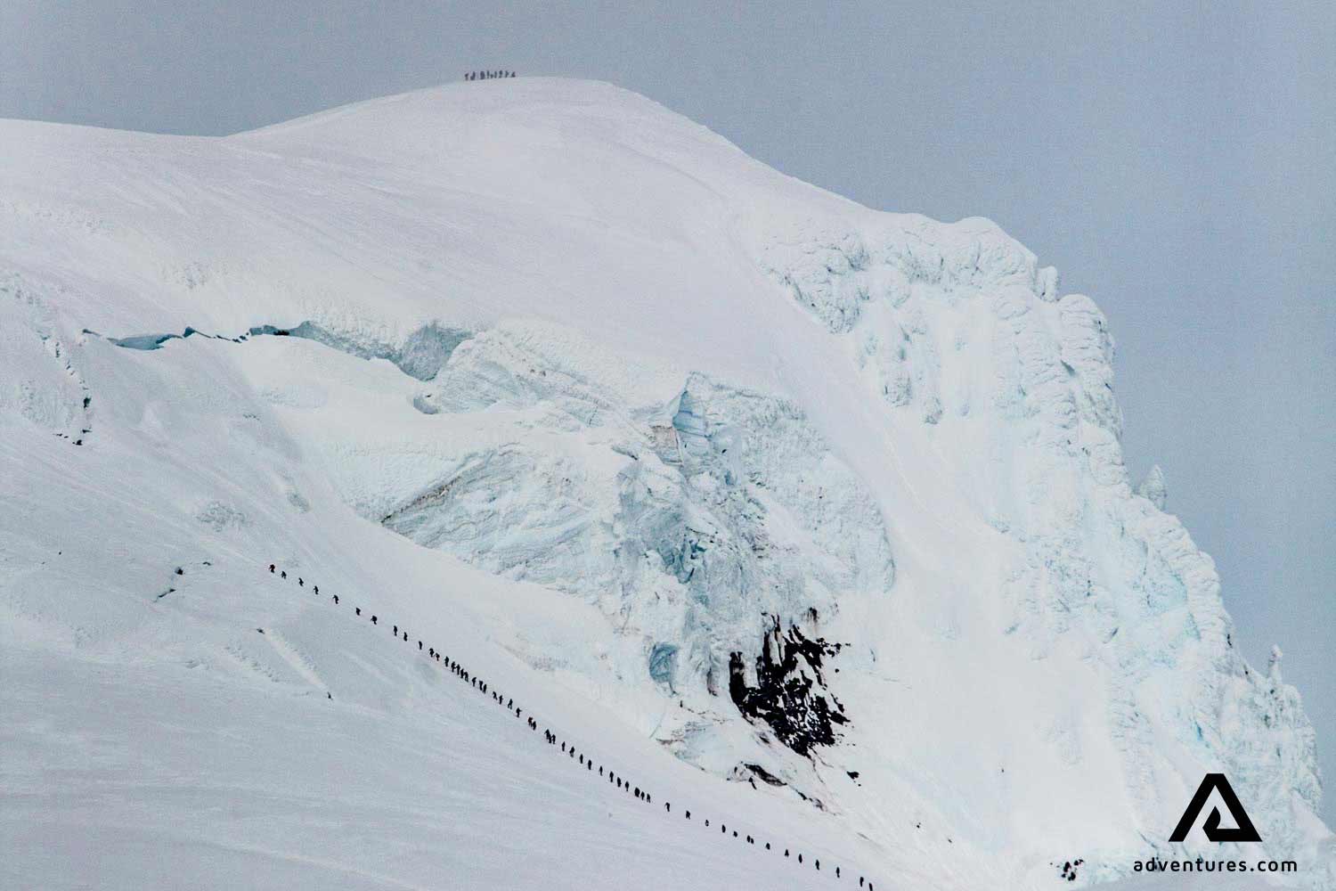 large group climbing highest mountain in iceland