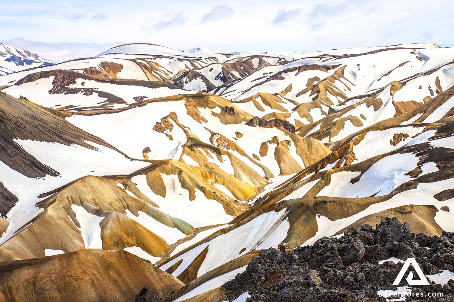 colourful mountain view in landmannalaugar area at winter