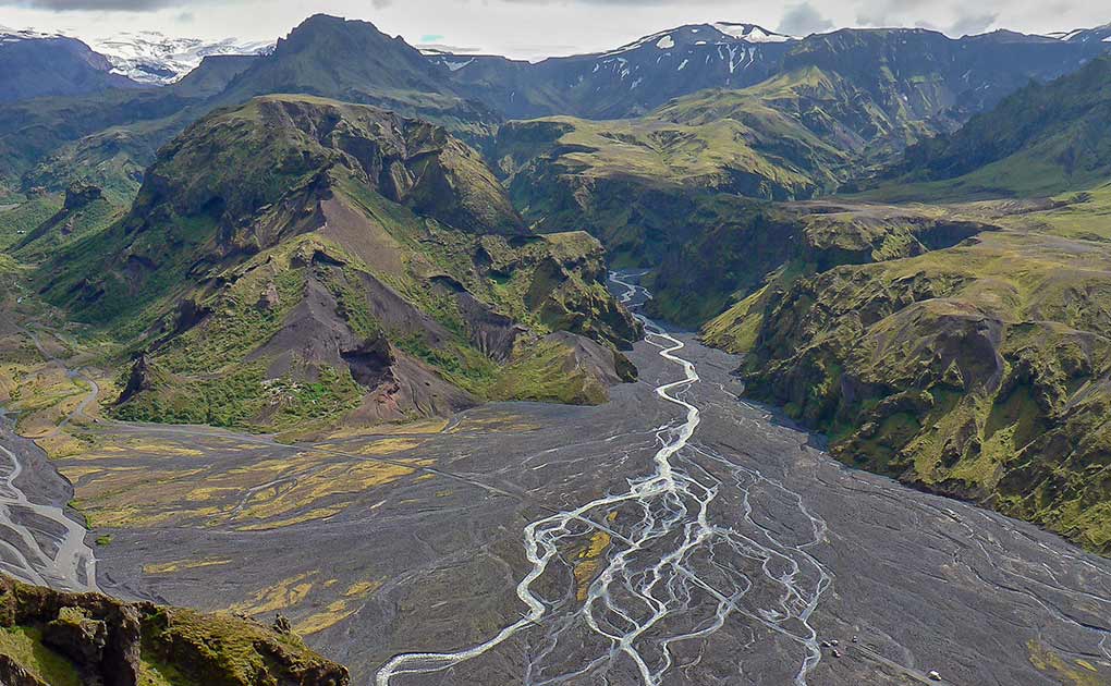 thorsmork valley view in highlands of iceland