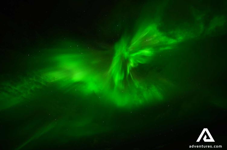 bright northern lights in the night sky bright northern lights in the night sky in iceland