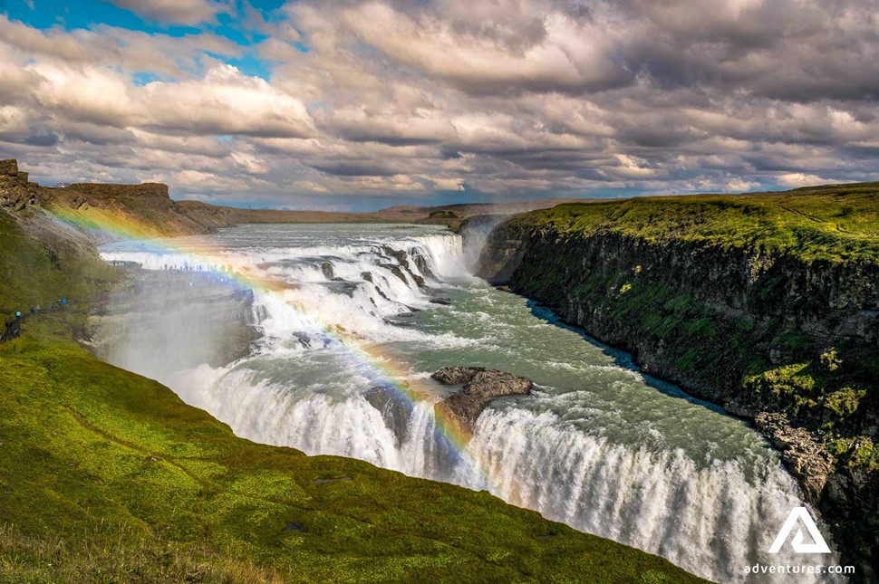 Gullfoss waterfall with a rainbow on the Golden Circle