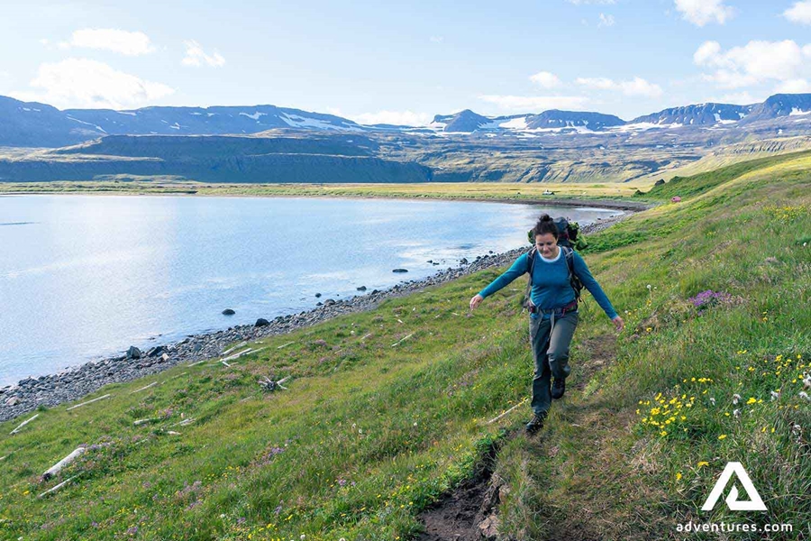 Woman hiking Westfjords