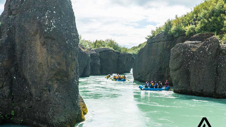 Group Rafting in Gullfoss Canyon