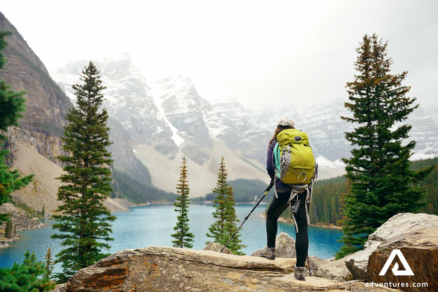 hiking near moraine lake in canada