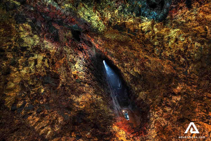 a view inside an inactive volcano