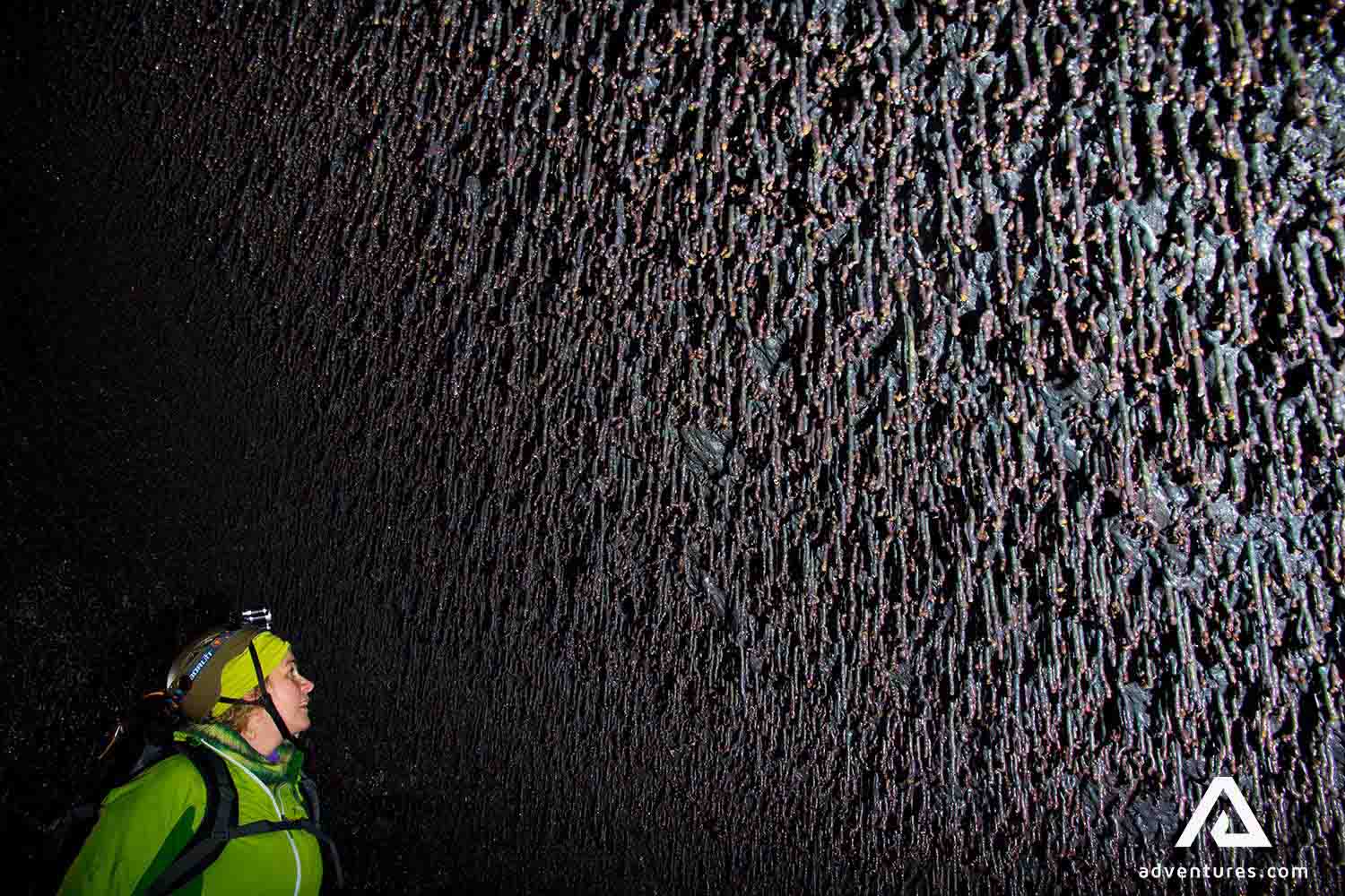 inspecting unique lava cave formations