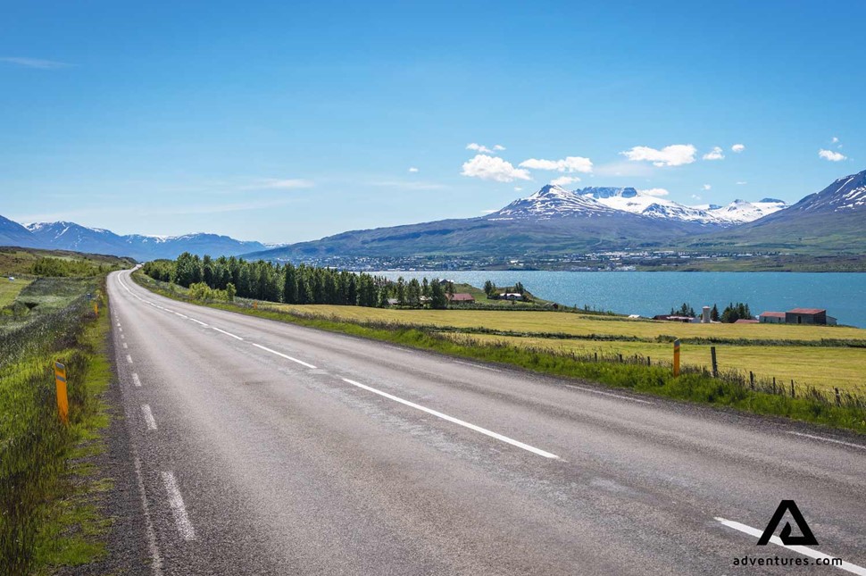 paved road in north iceland near akureyri
