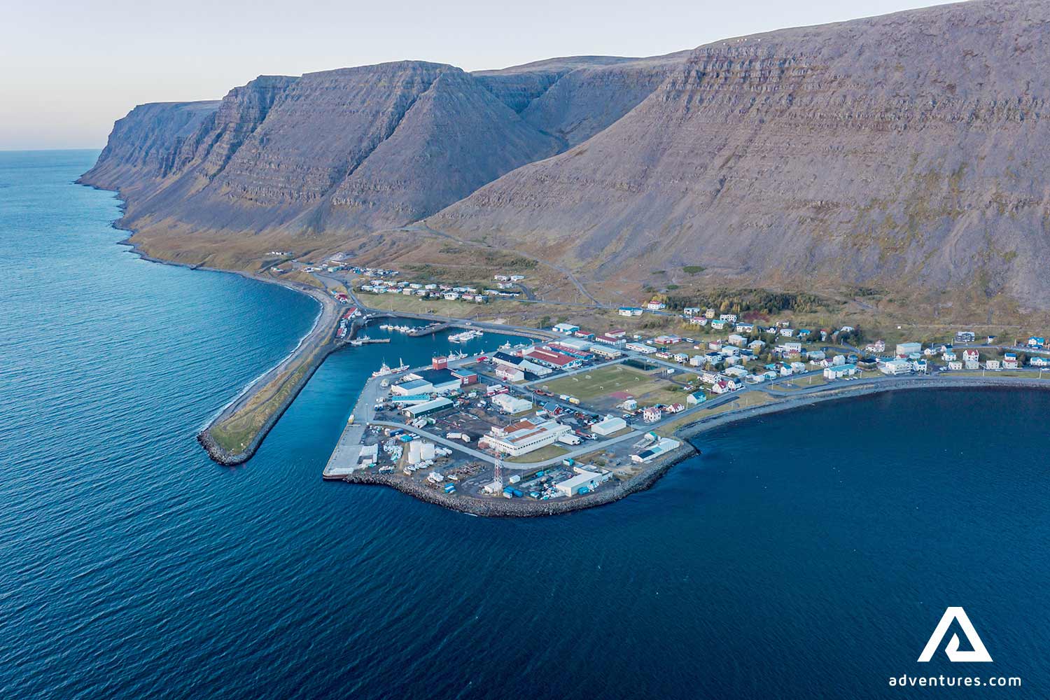 Patreksfjordur Aerial View Town Westjords in Iceland