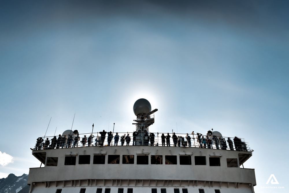 People standing in Cruise Ship Ocean Endeavour 