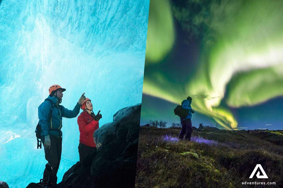 Vatnajokull Glacier Ice Cave Northern Lights South Coast in Iceland