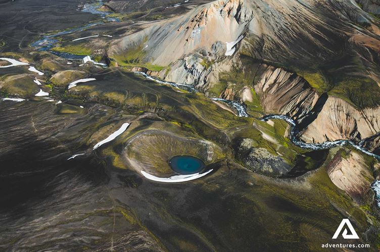 volcanic craters from helicopter volcanic craters from helicopter above landmannalaugar