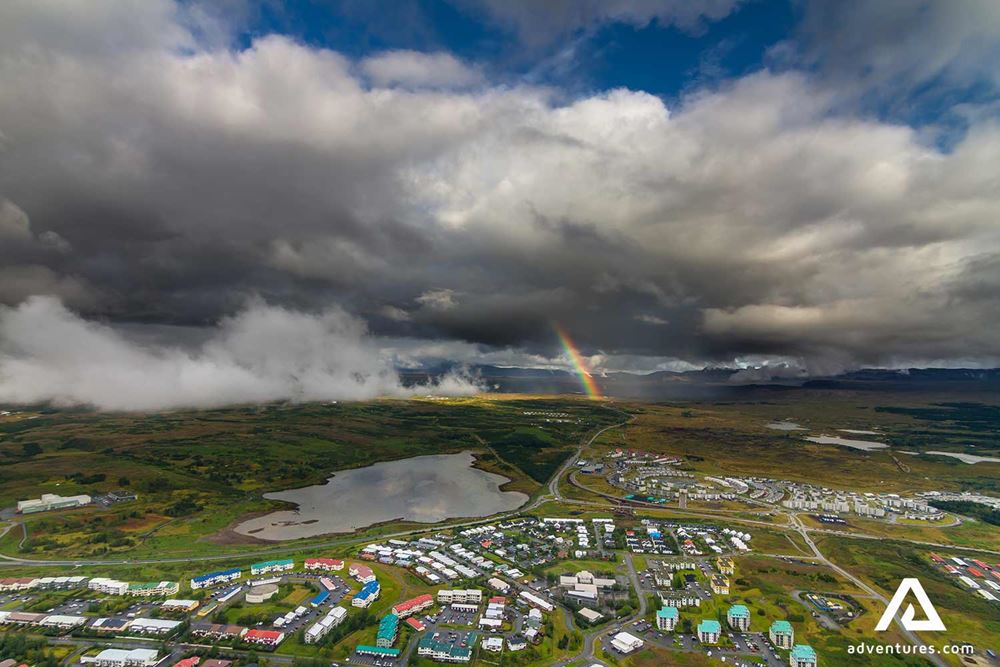 rainbow view from a helicopter