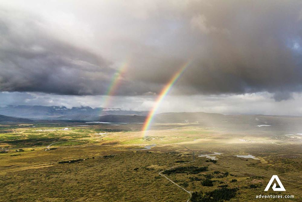 double rainbow view in iceland