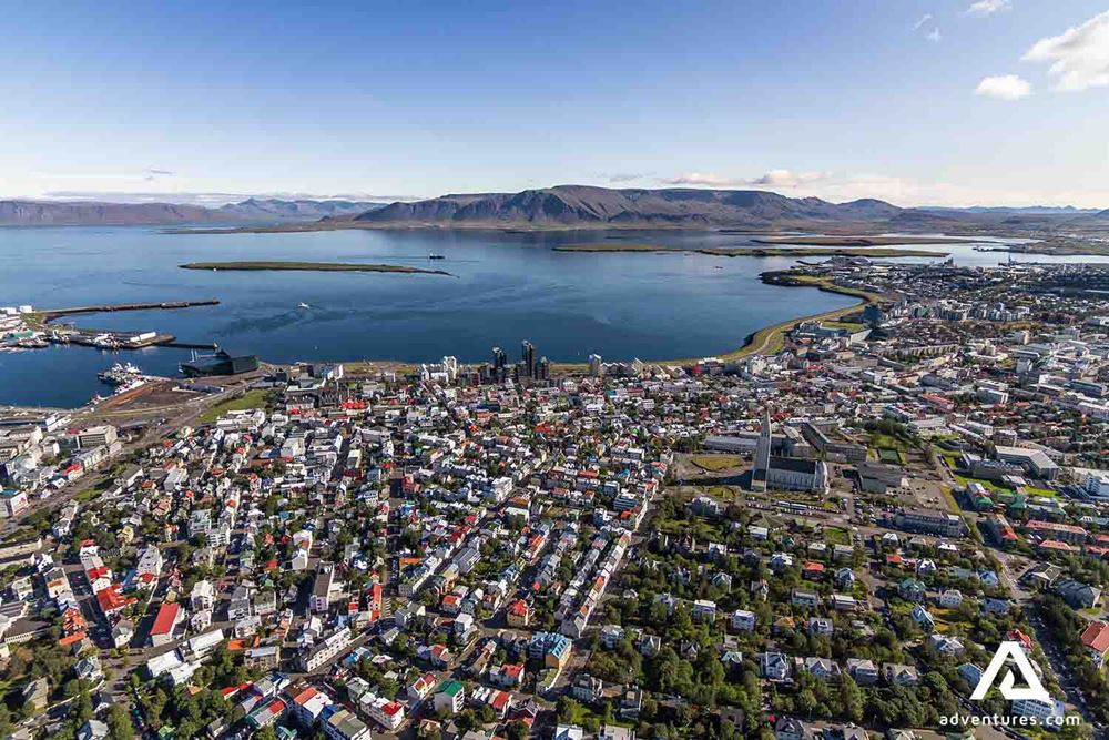 aerial view of reykjavik from a helicopter