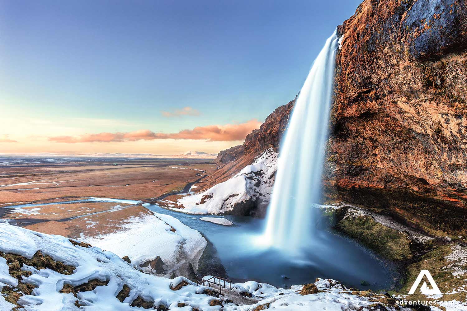 seljalandsfoss waterfall in winter