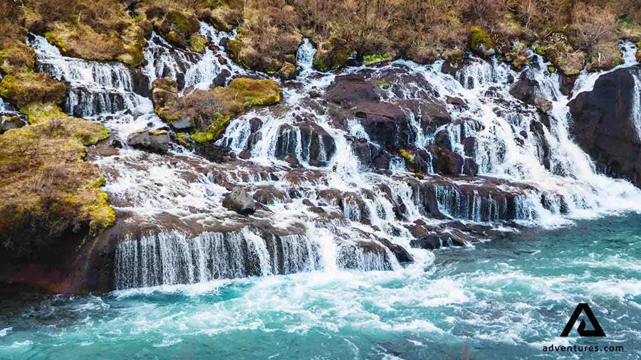 hraunfossar waterfall in snaefellsnes