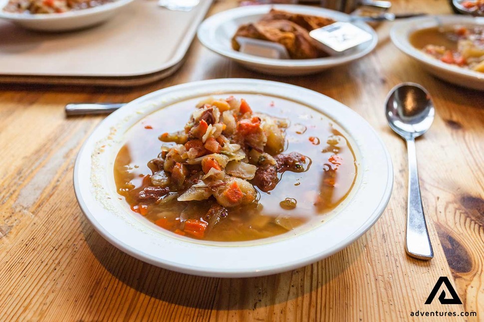 icelandic lamb soup in a restaurant