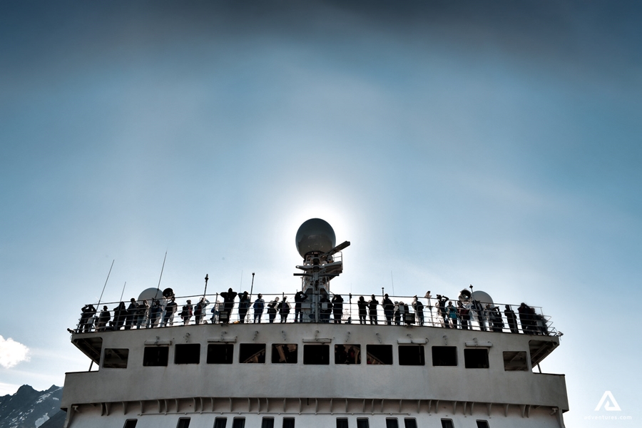 People cruising on Ocean Endeavour ship