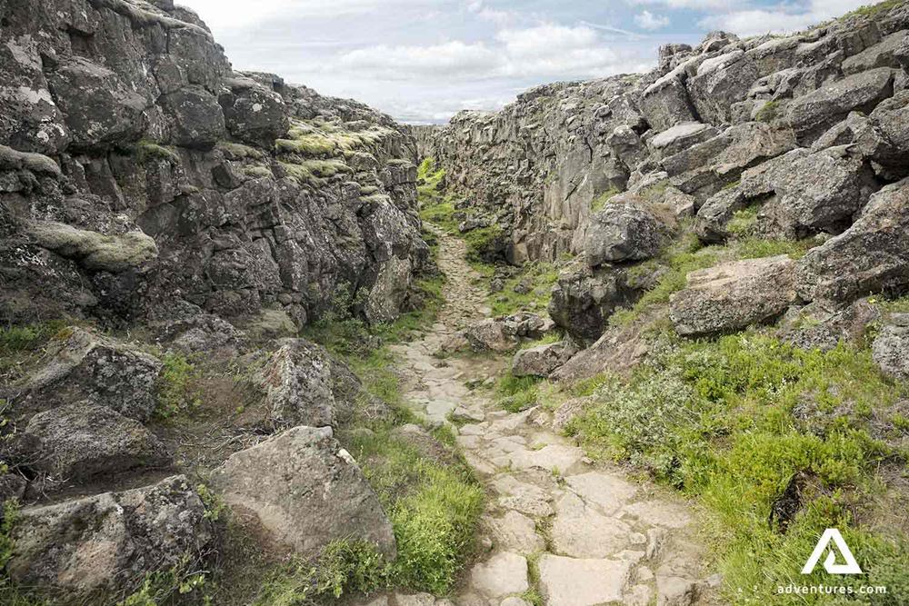 stone hiking path in Thingvellir