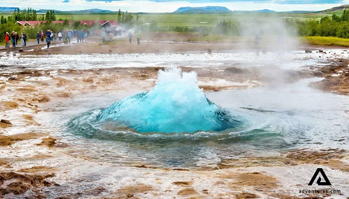 Geysir hot spring is about to erupt in Iceland