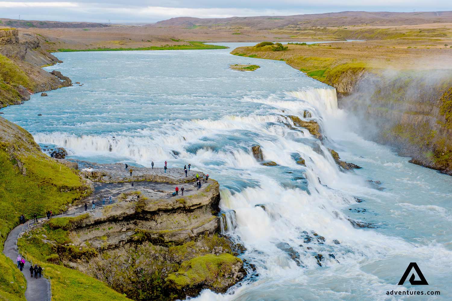 gullfoss waterfall view in summer