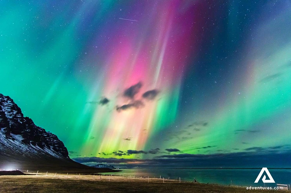 colourful and bright northern lights in Iceland