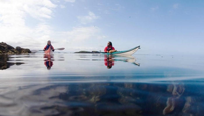 Calm water kayaking in sea