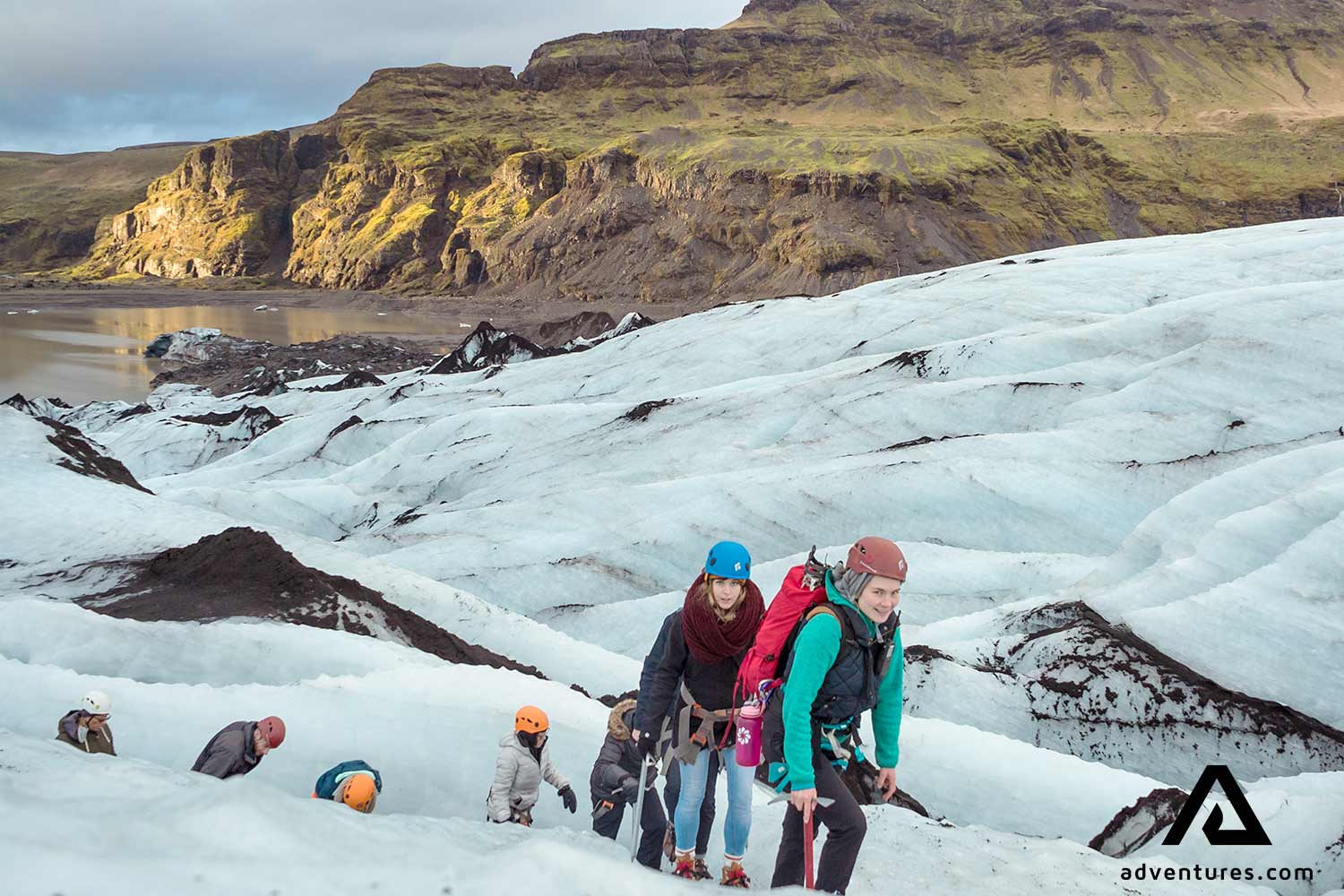 Happy Group Hiking Solheimajokull