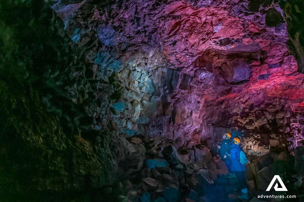Colourful lava tunnel