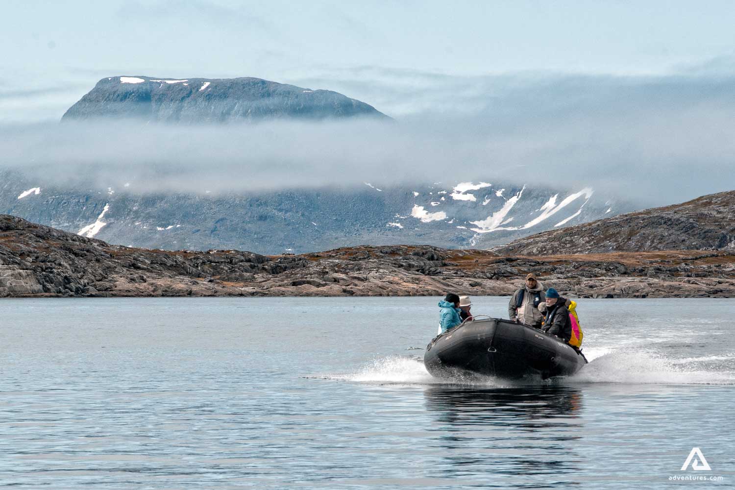 Boat ride with mountain view