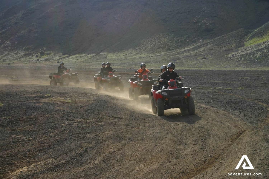 Small group driving ATV in Iceland