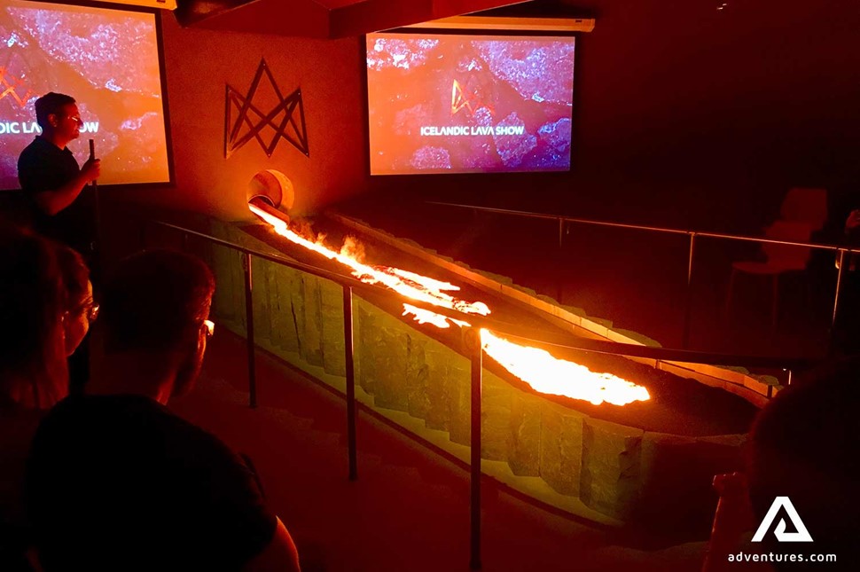 icelandic lava show in Vik in iceland