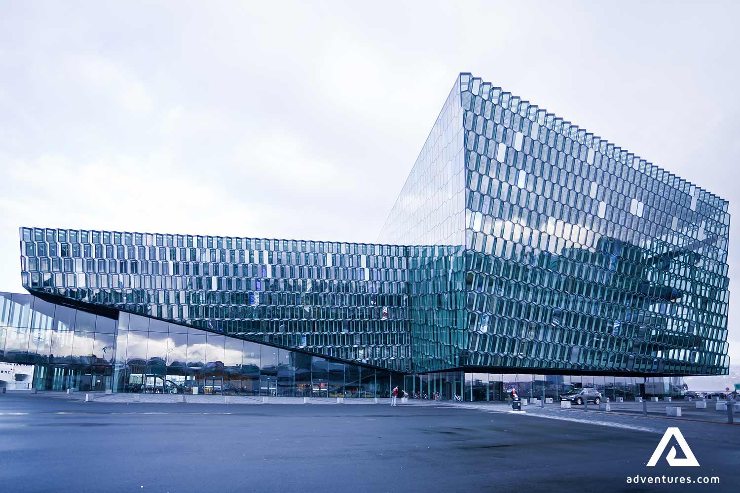 harpa building in reykjavik near a harbor