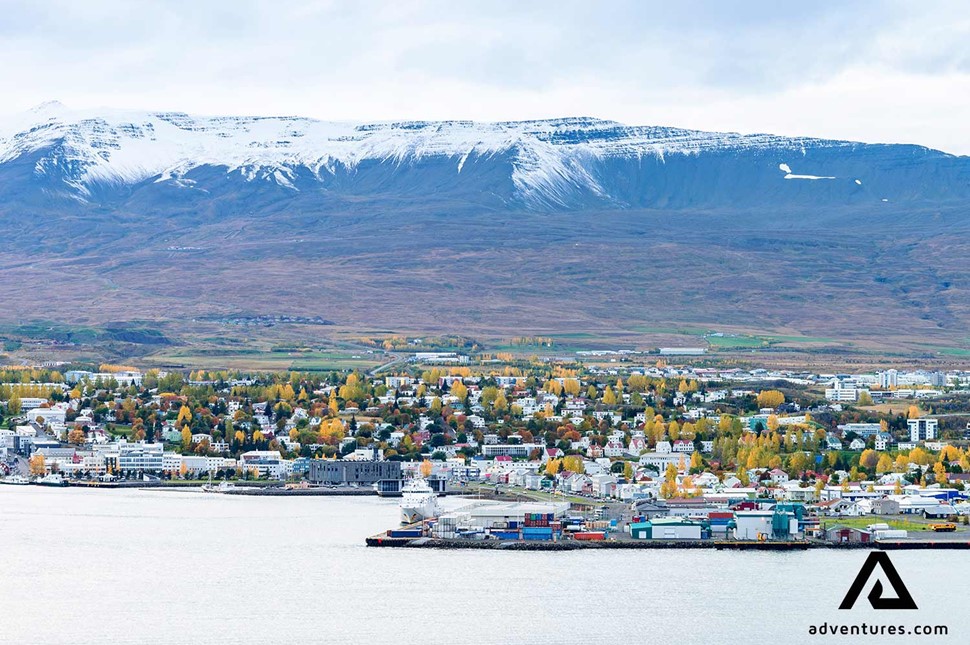 akureyri town view in north iceland