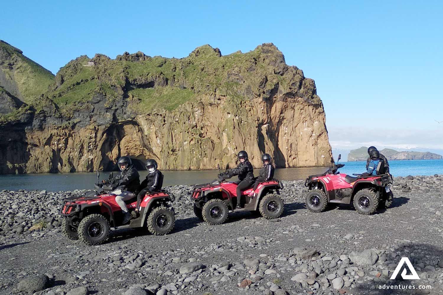 quad biking tour in westman island on a sunny day