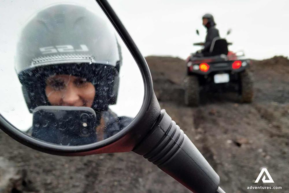 taking picture on an atv tour in south iceland