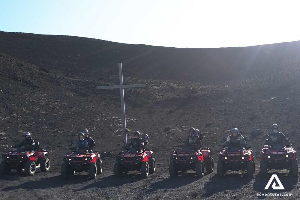 group on a atv tour posing for a photo