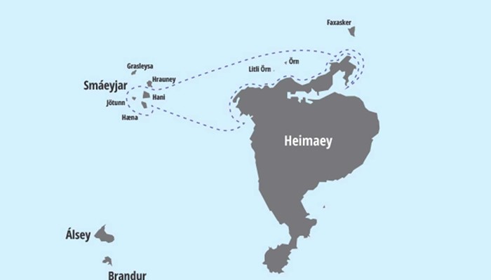 map of vestmanaeyjar islands south iceland