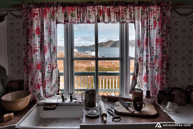 Kitchen interior with a view to the sea