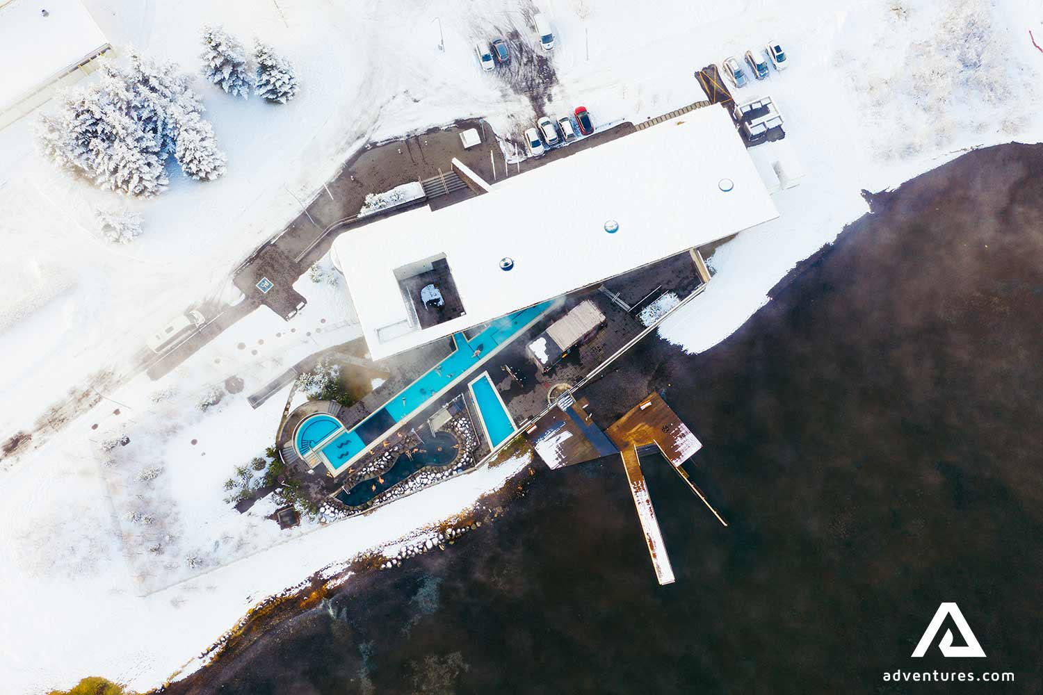 high above laugarvatn fontana in winter