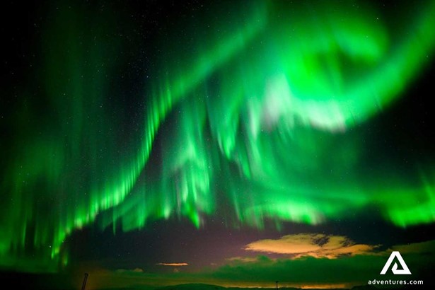 bright northern lights view in iceland 